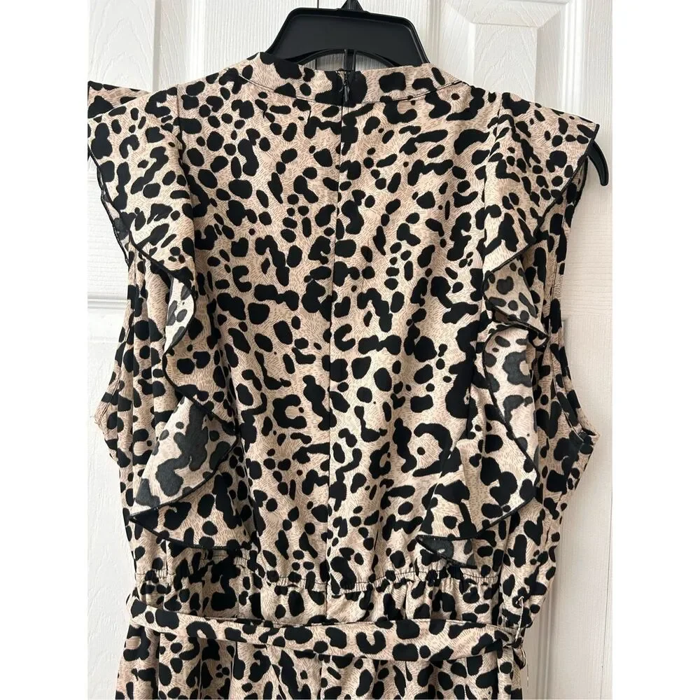 Boohoo Leopard Ruffled Wide Leg Jumpsuit Plus Size 22 - Picture 10 of 13